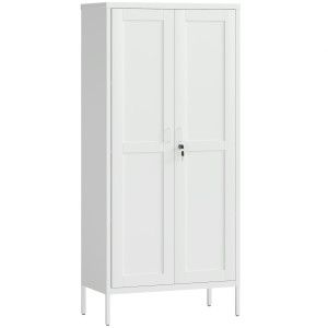 Homcom Armadio per Ufficio in Acciaio a 3 Ripiani Regolabili con Serratura e 2 Chiavi, 80x40x175 cm, Bianco   Aosom Italy