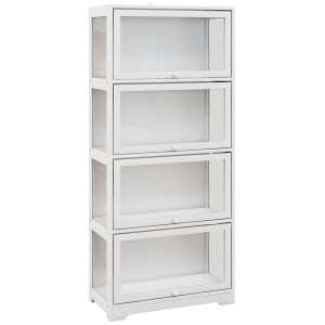 Homcom Vetrina per Collezione a 4 Ripiani con Ante a Battente, in Legno e Acrilico, 59x30x139 cm, Bianco   Aosom Italy