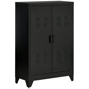 Homcom Armadietto Metallico a 2 Ante in Stile Industriale per Casa e Garage, 75x33x110 cm, Nero   Aosom Italy