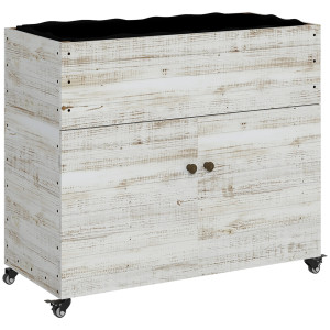 Outsunny Letto rialzato con ruote, scomparto, rivestimento interno, stile used, 110x50x95 cm, Bianco   Aosom Italy