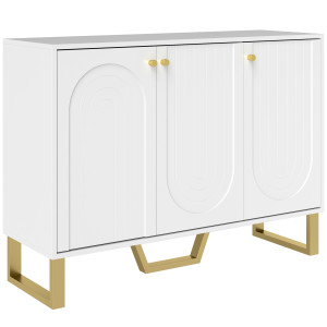 Homcom Buffet per soggiorno con ante e ripiano regolabile, 106,5 x 35 x 77,5 cm, bianco   Aosom Italy