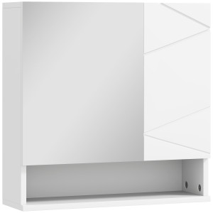 Kleankin Armadio a parete con specchio per bagno mobiletto contenitore 2 ante, 55x17x55 cm, bianco   Aosom Italy
