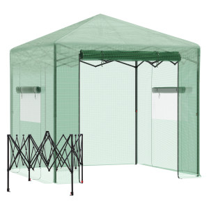 Outsunny Serra Tunnel per Pomodori con Porta e Finestra Avvolgibile PE Acciaio Verde scuro 238 x 178 x 240 cm   Aosom Italy