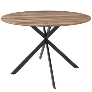 Homcom Tavolo rotondo per 4 persone, tavolo da cucina in stile industriale con gambe in acciaio, per sala da pranzo, cucina, Marrone scuro   Aosom