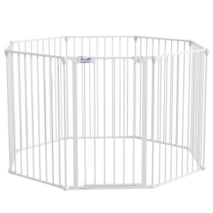 Pawhut Recinto 2-in-1 per cuccioli e barriera, 8 pannelli, porta bloccabile, acciaio, altezza 90 cm, bianco   Aosom Italy