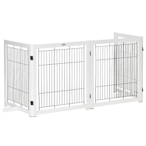 Pawhut Cancelletto a 4 pannelli per Cani e animali Recinzione Autoportante con Piedini, 305x82 cm, Bianco   Aosom Italy