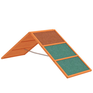 Pawhut Rampa Agility per cani, pieghevole, altezza regolabile, antiscivolo, legno di abete, fino a 40 kg, 173 x 59 x 66 cm, Arancione/Verde   Aosom