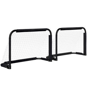 Homcom Set Porte da Calcio con 2 Mini Porte Pieghevoli, Telaio Metallico e Attrezzi, 90x36x60 cm, Nero   Aosom Italy