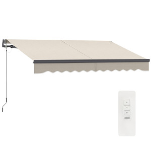 Outsunny Tenda da Sole Elettrica Retrattile con Manovella Inclinazione Regolabile e Protezione UV per Giardino Terrazza 296x250 cm Crema   Aosom Italy