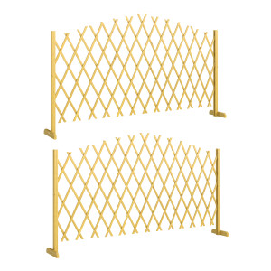 Outsunny Set di 2 Pannelli di Recinzione da Giardino Estensibili in Legno per Decorazione Terrazza 180x30x103 cm Naturale   Aosom Italy