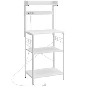 Homcom Scaffale da Cucina con 2 Prese Ripiano per Microonde Ripiano Regolabile Ganci 60x42x137 cm Bianco   Aosom Italy