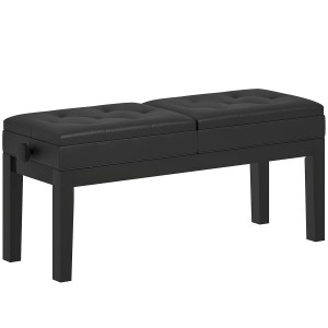 Homcom Panca per pianoforte, Pelle sintetica, sedile doppio regolabile, vano contenitore, Nero