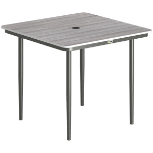 Outsunny Tavolo da giardino rettangolare per 4 persone, tavolo da pranzo esterno con foro per ombrellone, 85 x 85 x 72,5 cm, grigio   Aosom Italy