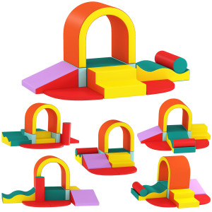 Aiyaplay Set di 10 Pezzi Percorso di Motricità per Bebè, Modulo Motricità in Schiuma EPE con Rivestimento in PU, Multicolore   Aosom Italy
