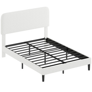 Homcom Struttura letto singolo con testiera imbottita in Teddy-Fleece, telaio letto in metallo, montaggio semplice, Bianco   Aosom Italy