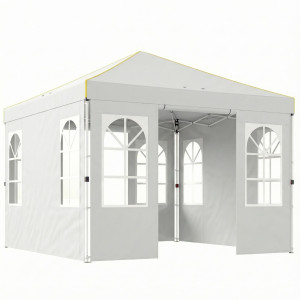 Outsunny Gazebo Pieghevole 300x300 cm Pop-up con UPF50+ 4 Lati Rimovibili Altezza Regolabile e Borsa di Trasporto Bianco   Aosom Italy