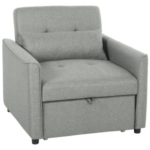 Homcom Poltrona letto 3-in-1, poltrona-letto estraibile con schienale regolabile, Grigio   Aosom Italy