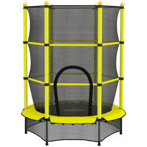 Homcom Trampolino per Bambini Ø140 cm per Bambini 3-10 Anni con Rete di Sicurezza Carico 50 kg per Interni Esterni Giallo   Aosom Italy