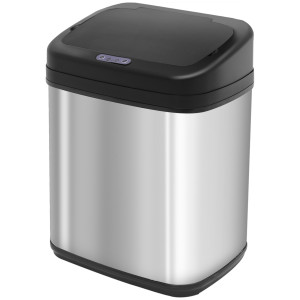 Homcom Pattumiera con sensore 20L Acciaio inox Pattumiera automatica con sensore di movimento, contenitore interno 33 x 25 x 42,5 cm Argento+Nero