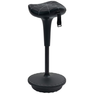 Vinsetto Sgabello da ufficio con funzione girevole, sgabello ergonomico, regolabile in altezza 65,5-83,5 cm inclinabile 120° Nero   Aosom Italy