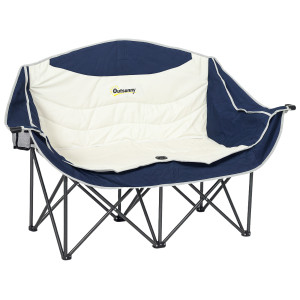 Outsunny Sedia pieghevole 2 posti sedia da campeggio con portabicchieri e borsa fino a 250kg Blu   Aosom Italy