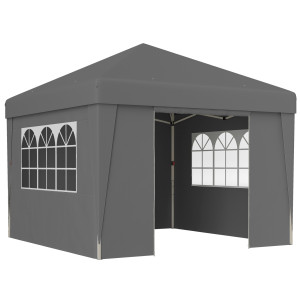 Outsunny Gazebo da giardino pieghevole 3 x 3 x 2,75 m anti-UV 30 + con finestre + pareti laterali + sacco di trasporto grigio scuro   Aosom Italy