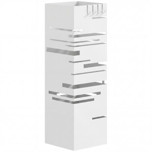 Homcom Portombrelli in Metallo con 4 Ganci e Vassoio Raccogligocce Estraibile per Ingresso Ufficio 15,5x15,5x49 cm Bianco   Aosom Italy