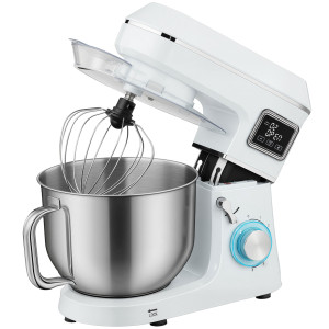 Homcom Robot da Cucina Impastatrice 6L 1400W con Testa Inclinabile, 6 Velocità, Funzione di Lievitazione e Display LED, Bianco   Aosom Italy