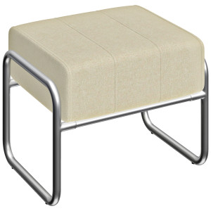 Homcom Poggiapiedi Pouf Seduta Imbottito Spesso con Rivestimento in Chenille e Gambe in Acciaio, per Camera da Letto, Beige   Aosom Italy