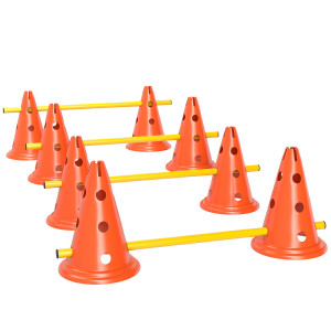 Pawhut Agilità per Cani con 8 Coni 8 e Barre, per Ostacolo Allenamento di Coordinazione, 80x22.5X30 cm, Arancione   Aosom Italy