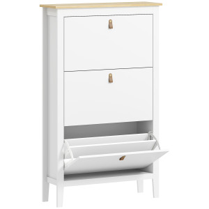 Homcom Mobile portascarpe con 3 cassetti ribaltabili, ripiani rimovibili e regolabili, Armadio per 21 scarpe, 80x24x131 cm, Bianco   Aosom Italy