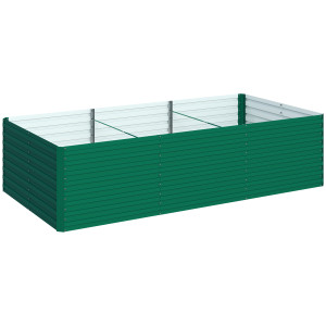 Outsunny Fioriera rialzata rettangolare galvanizzata per esterno - fondo aperto - 240 x 120 x 60 cm, verde   Aosom Italy