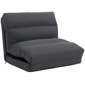 Homcom Pouf pieghevole con funzione letto con schienale reclinabile, fino a 120 kg, 70x72x56 cm, Grigio scuro   Aosom Italy