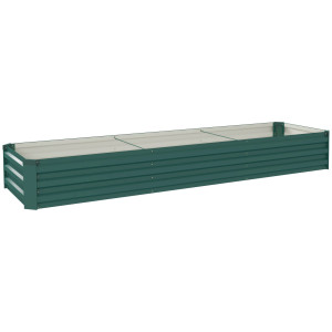 Outsunny Fioriera Esterna Grande Rettangolare in Acciaio Galvanizzato Orto Urbano con Base Aperta 240x60x30 cm Verde   Aosom Italy