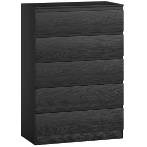 Homcom Comò Moderno per Camera da Letto 5 Cassetti, Cassettiera per Soggiorno e Ufficio, 77x40x111,5 cm, Nero Venato   Aosom Italy