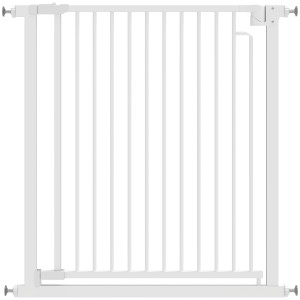 Pawhut Cancelletto per Scale, Cancello di Protezione senza Forare con Chiusura Automatica, 76-80x76 cm, Bianco   Aosom Italy
