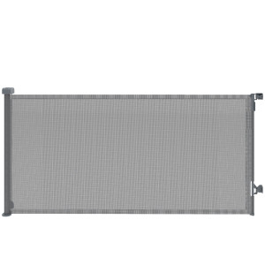 Pawhut Barriera di Sicurezza per Cani Retrattile Estendibile fino a 180 cm di Larghezza, per Scale e Porte, Grigio   Aosom Italy