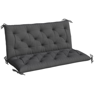 Outsunny Cuscino per Panca da Giardino o per Dondolo da Giardino 120x110x12 cm 2 Posti con 6 Lacci di Fissaggio Nero   Aosom Italy
