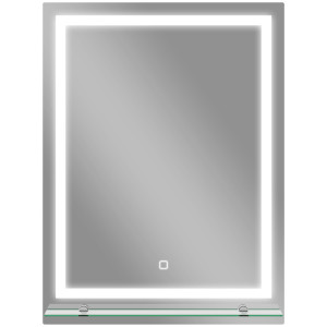 Kleankin Specchio per Bagno con 3 Colori di Luce e Ripiano in Vetro, Funzione Memoria e Interruttore Tattile, 60x80 cm, Argento   Aosom Italy