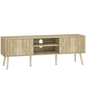 Homcom Mobile TV con 2 Ante, 2 Scomparti Aperti e Ripiano Regolabile, 140x35x49 cm, Rovere   Aosom Italy
