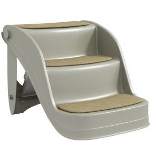 Pawhut Scala per Cani Piccoli Pieghevole 3 Gradini Gradini per Cani con Tappetini Antiscivolo 49x38x38 cm Grigio   Aosom Italy