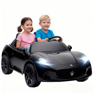 Aiyaplay Auto Elettrica Maserati per Bambini, 2 Posti, 12V a Batteria, Telecomando, Luci LED, Funzione Musica, Nero   Aosom Italy