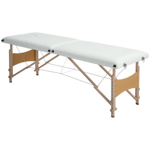Homcom Lettino da massaggio pieghevole, lettino da massaggio 2 zone, altezza regolabile, cuscino facciale removibile, 186 x 60 x 61-87 cm, crema