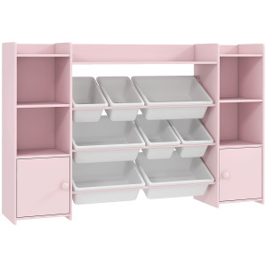 Aiyaplay Scaffale portaoggetti per bambini, scaffale per giocattoli e libri, per riordinare in modo ordinato, 8 scatole rimovibili, Rosa   Aosom Italy