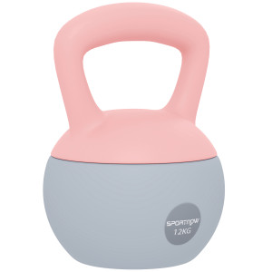 Sportnow Pesa russa 12 kg Kettlebell riempita di sabbia metallica manico antiscivolo per allenamento in casa 21x21x30 cm rosa e grigio   Aosom Italy