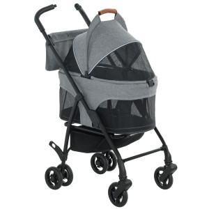 Pawhut Passeggino Pieghevole 3 in 1 per Cane con Senza Cerniera e Sospensione, 69x47x101 cm, Grigio   Aosom Italy