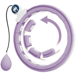 Sportnow Cerchio hula hoop con punte massaggianti regolabile e 16 segmenti rimovibili, 76-113 cm di girovita, 44.3x44.3x4.5 cm, Viola   Aosom Italy