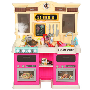 Aiyaplay Cucina giocattolo con acqua corrente, 85 pezzi di accessori, rubinetto elettrico, luci, suoni, per bambini da 3 a 6 anni   Aosom Italy