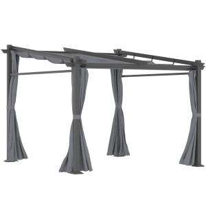 Outsunny Pergola, incluso materiale di fissaggio, tetto estraibile, 2.,97 m x 2,95 m x 2,3 m, Grigio scuro   Aosom Italy