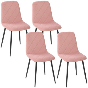 Homcom Sedie da pranzo set da 4 sedia da cucina con schienale, effetto velluto, poltrona 45 x 54 x 87 cm Rosa   Aosom Italy